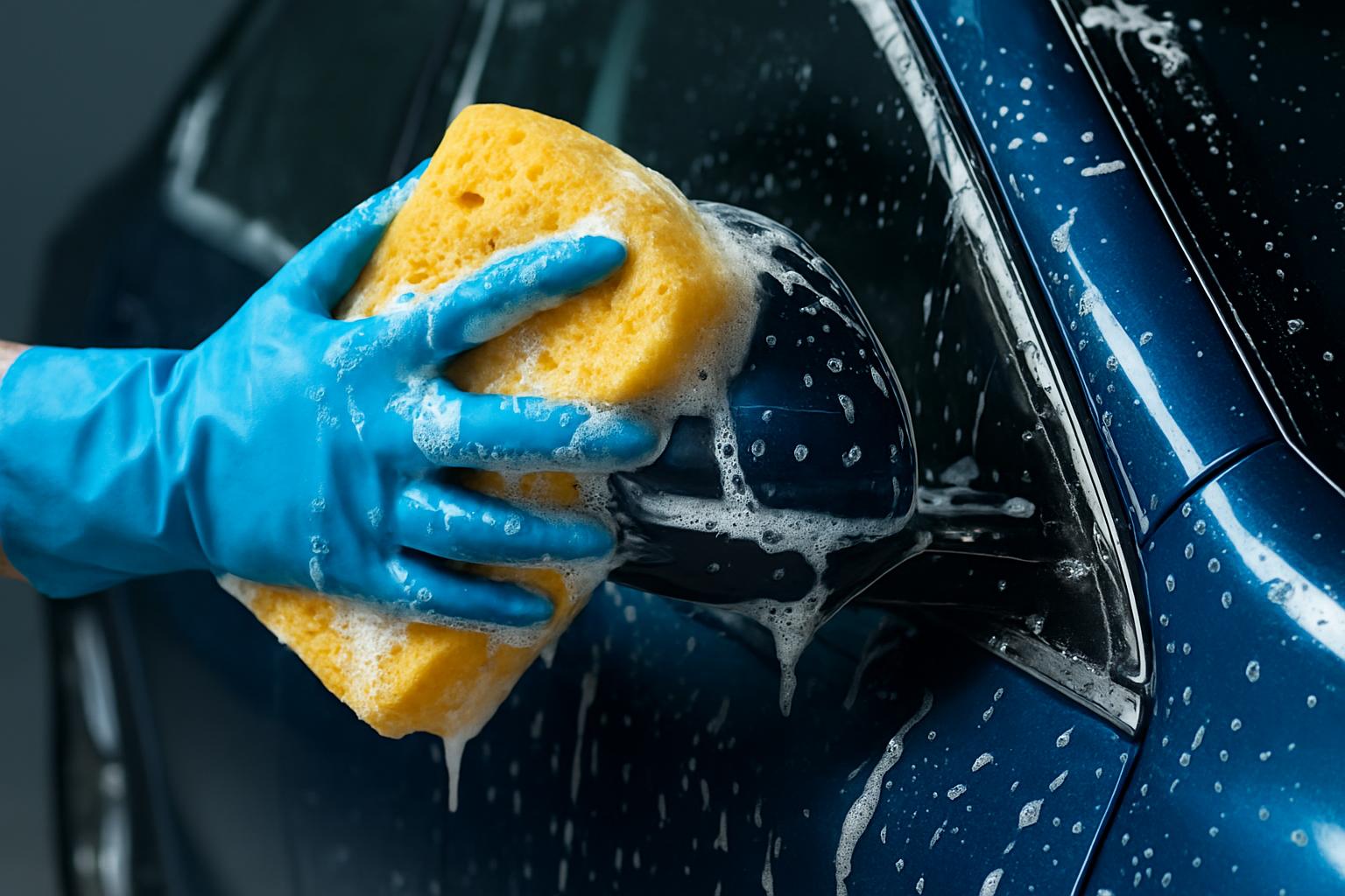 Polished car reflecting light after detailing